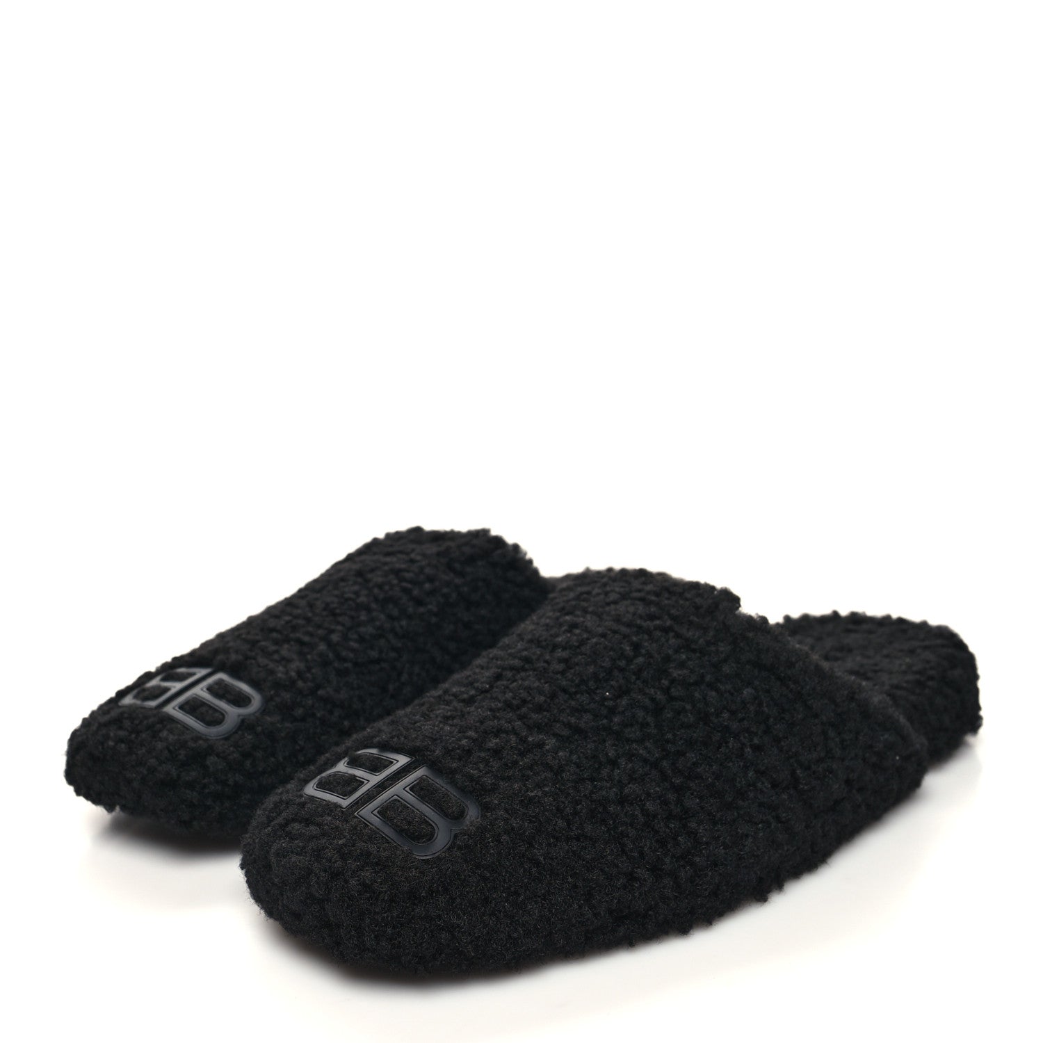 Balenciaga Faux Shearling Cosy BB Mules 39 Black 3 of 7