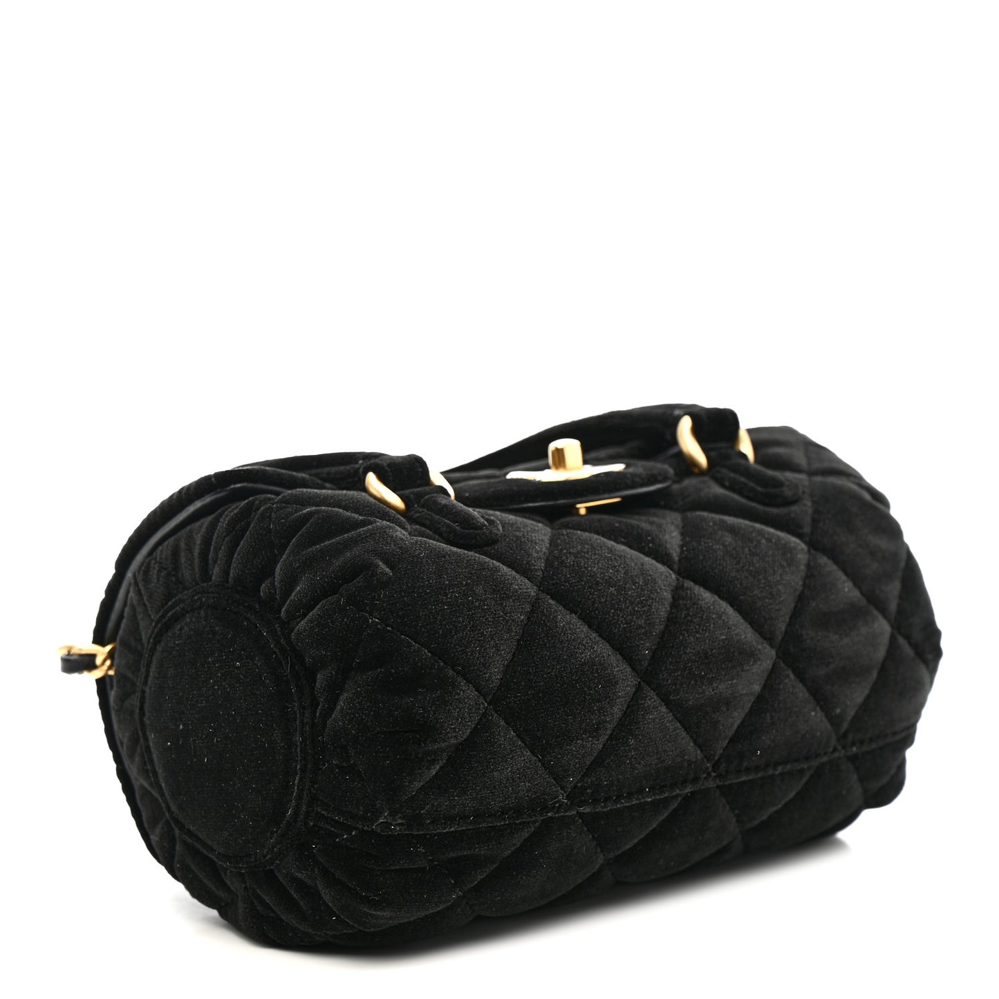 Velvet Quilted Mini Top Handle Flap Black