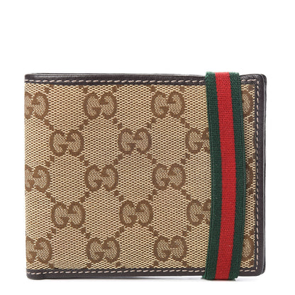 Gucci Monogram Web Band Bi-Fold Wallet Brown 1 of 8