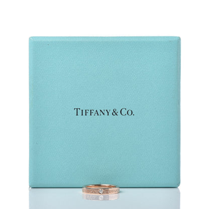 Tiffany 18K Rose Gold Diamond 3mm Logo Band Ring 49 4.75 5 of 5