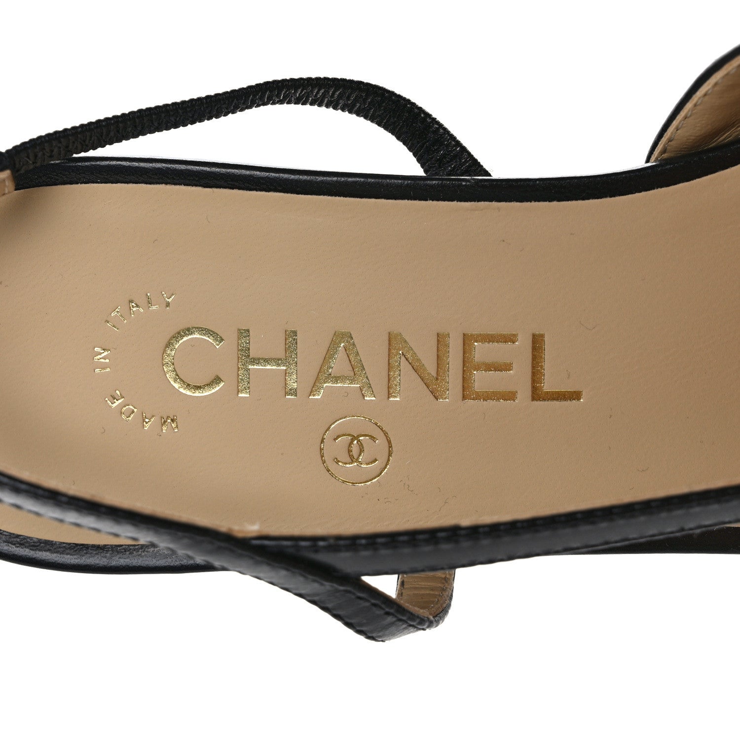 Chanel Goatskin Grosgrain CC Slingback Flats 38 Black 7 of 9