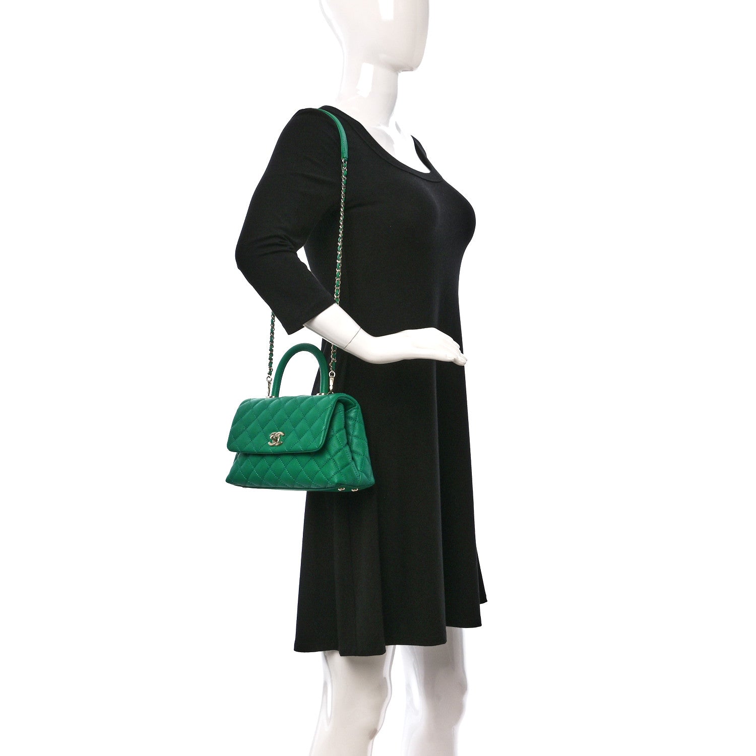 Chanel Caviar Quilted Mini Coco Handle Flap Green 2 of 9