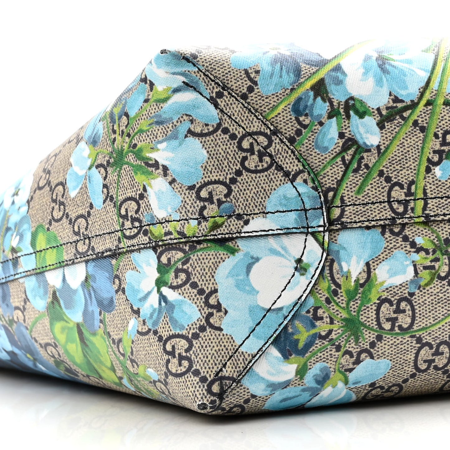 GG Supreme Monogram Blooms Medium Reversible Tote Beige Blue Navy