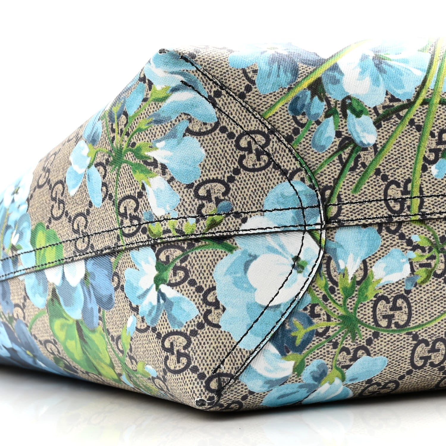 Gucci GG Supreme Monogram Blooms Medium Reversible Tote Beige Blue Navy 8 of 9