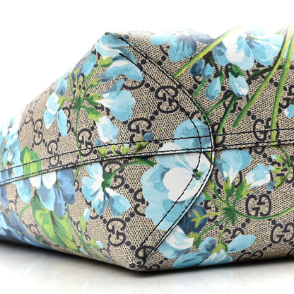 Gucci GG Supreme Monogram Blooms Medium Reversible Tote Beige Blue Navy 8 of 9