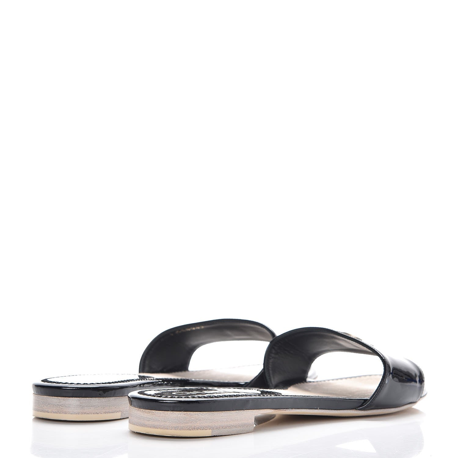 Chanel Patent Calfskin CC Slip On Mules 37.5 Black 4 of 11
