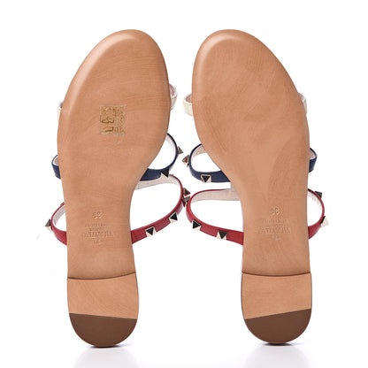 Valentino Garavani Calfskin Rockstud Caged Flat Slide Sandals 36 Multicolor 5 of 9