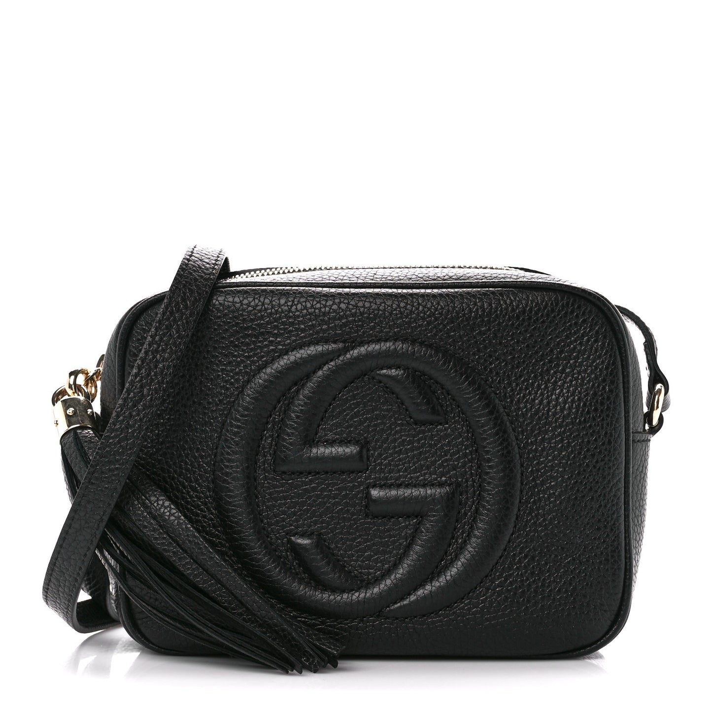 Pebbled Calfskin Small Soho Disco Bag Black