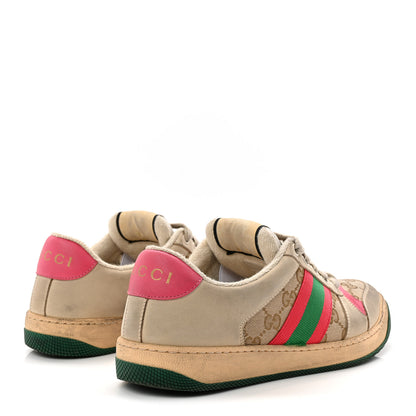 Gucci GG Monogram Nubuck Web Womens Screener Sneakers 38 New Sand Dusty Milk Pink 5 of 10