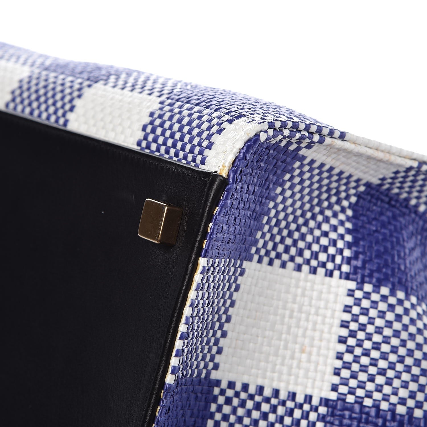 Celine Gingham Woven Medium Phantom Luggage Cobalt 12 of 13