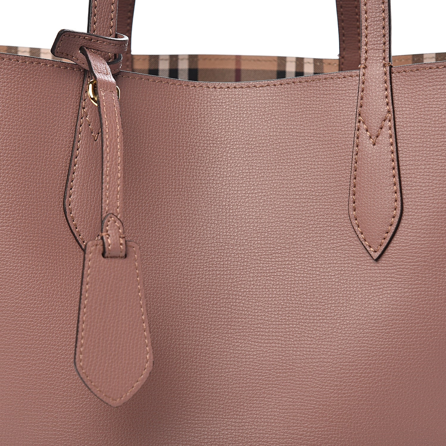 Burberry Grainy Calfskin Haymarket Check Medium Reversible Tote Light Elderberry 15 of 15