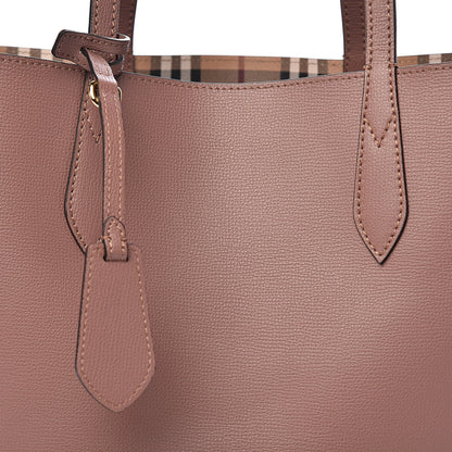 Burberry Grainy Calfskin Haymarket Check Medium Reversible Tote Light Elderberry 15 of 15