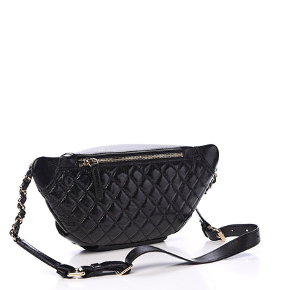 Chanel Crumpled Glazed Lambskin Quilted Waist Bag Fanny Pack Black 2 of 10