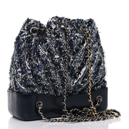 Chanel Tweed PVC Quilted Gabrielle Backpack Navy Black 2 of 4