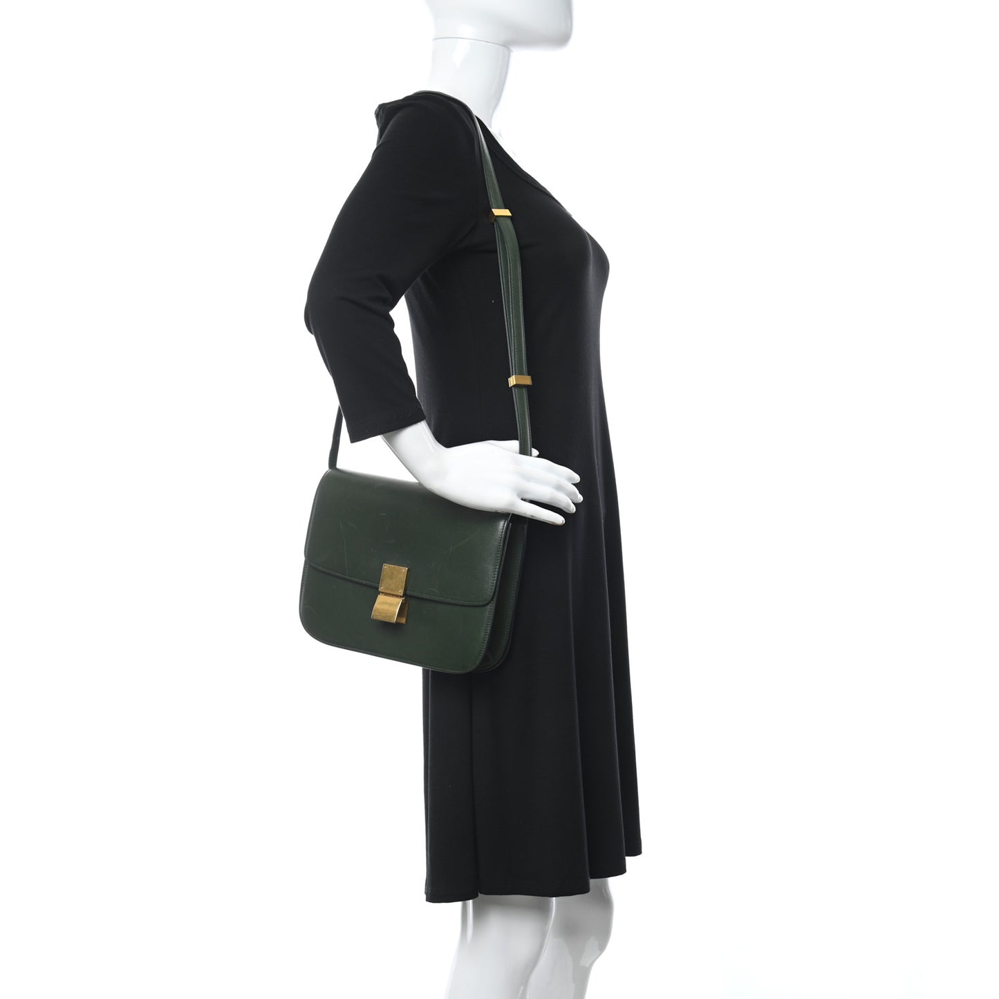 Box Calfskin Classic Box Medium Flap Bag Forest