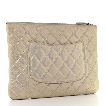 Chanel Iridescent Lambskin Quilted Medium Cosmetic Case Ivory 3 of 13
