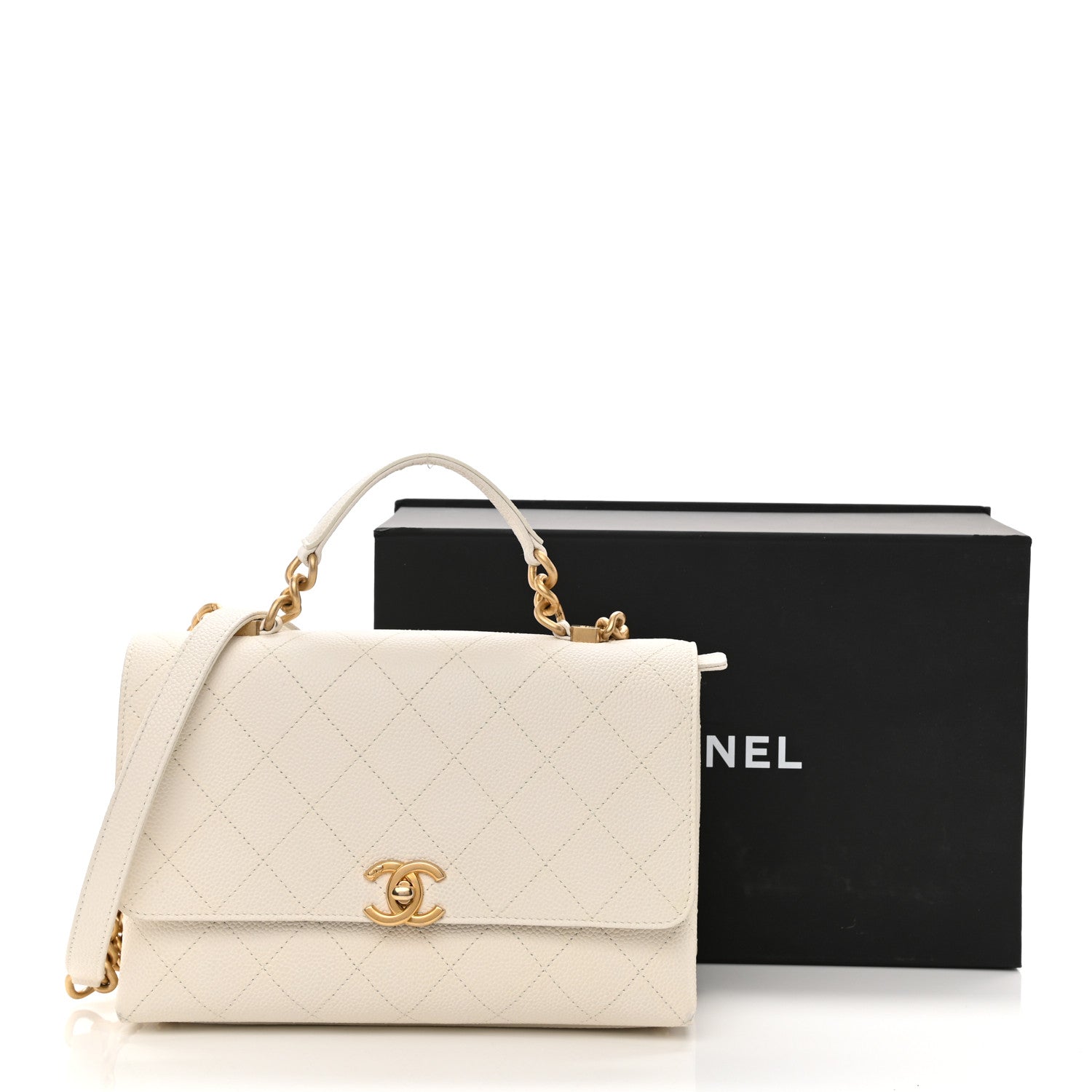 Chanel Grained Calfskin Small Stitched Flap White 11 of 11