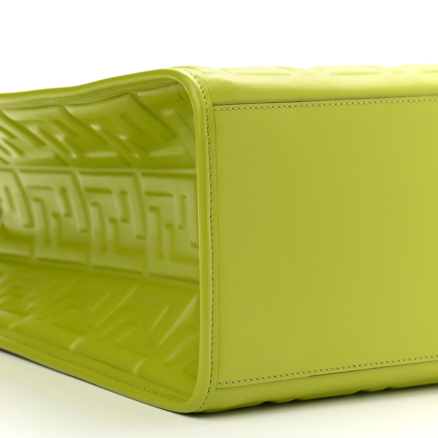 Vitello Plexiglass FF Embossed Medium Fendi Sunshine Shopper Tote Wasabi