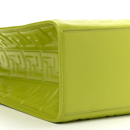 Fendi Vitello Plexiglass FF Embossed Medium Fendi Sunshine Shopper Tote Wasabi 9 of 10