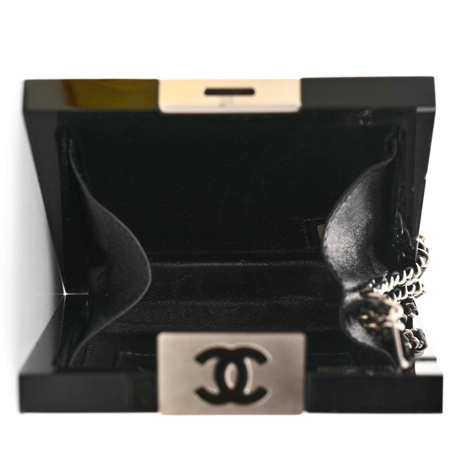 Plexiglass Minaudiere Wristlet Clutch Black