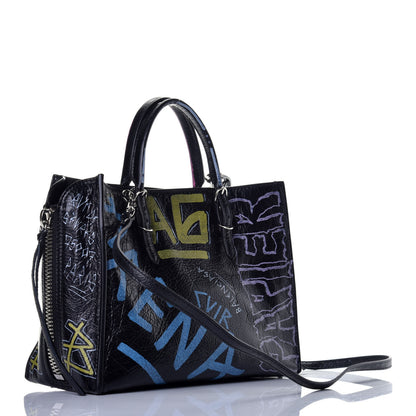 Balenciaga Agneau Graffiti Papier A6 Zip Around Tote Black 4 of 10