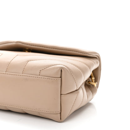 Saint Laurent Calfskin Y Quilted Monogram Toy Loulou Crossbody Bag Latte 9 of 9