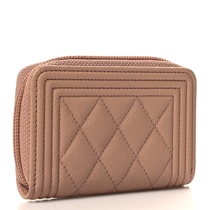 Chanel Caviar Quilted Boy Zip Around Coin Purse Wallet Beige 3 of 7