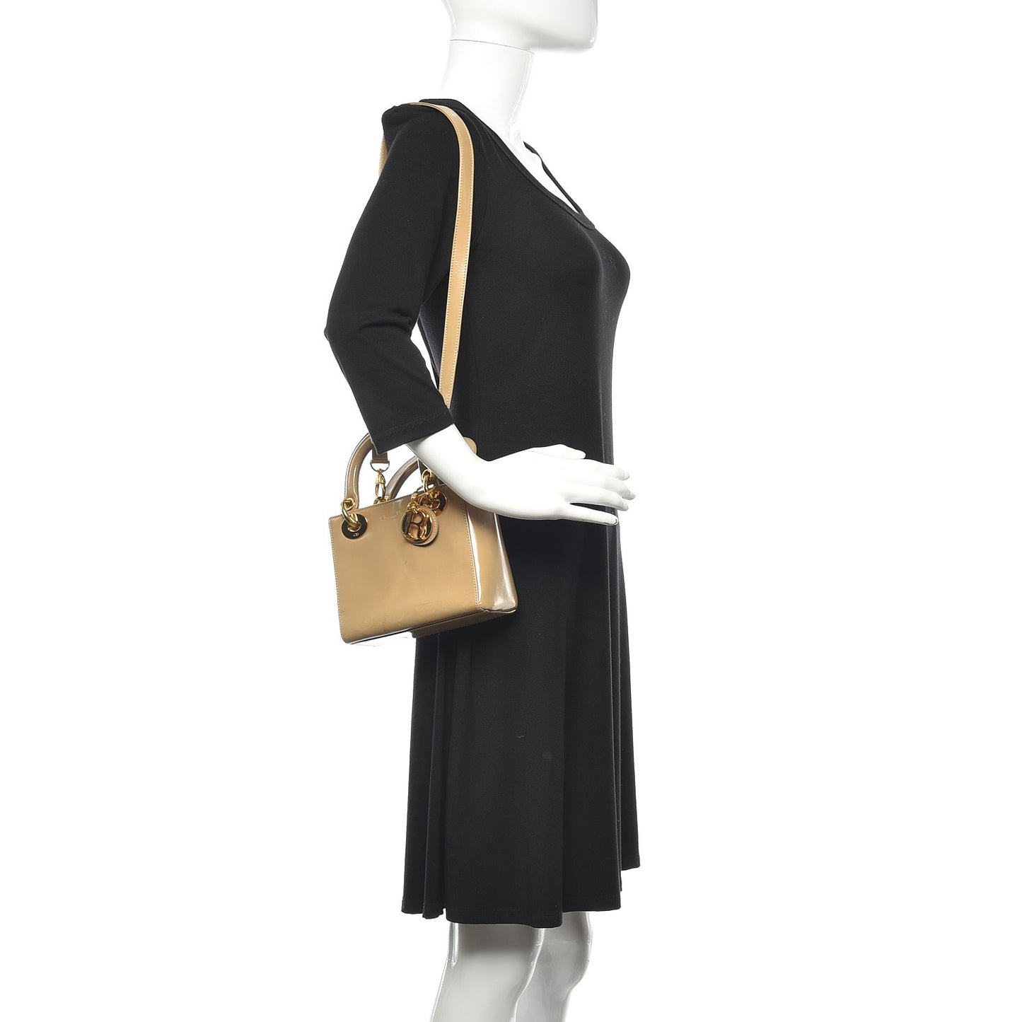 Patent Mini Lady Dior Beige