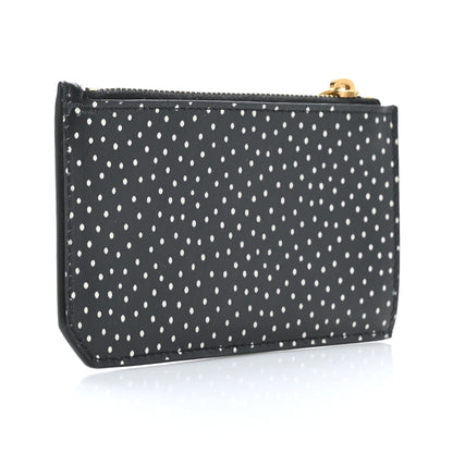 Saint Laurent Calfskin Printed Polka Dot 5 Fragments Zip Pouch Card Holder Black 3 of 7