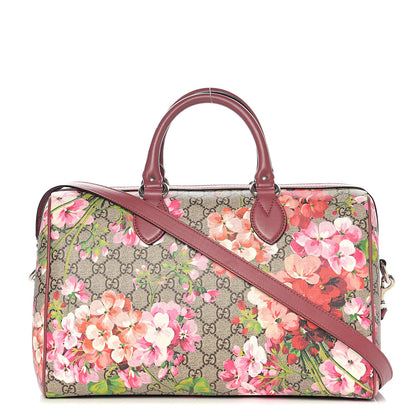 Gucci GG Supreme Monogram Blooms Medium Boston Beige Multicolor Dry Rose 1 of 12