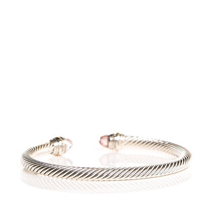 David Yurman Sterling Silver 14K Yellow Gold Morganite 5mm Cable Classics Bracelet 3 of 5
