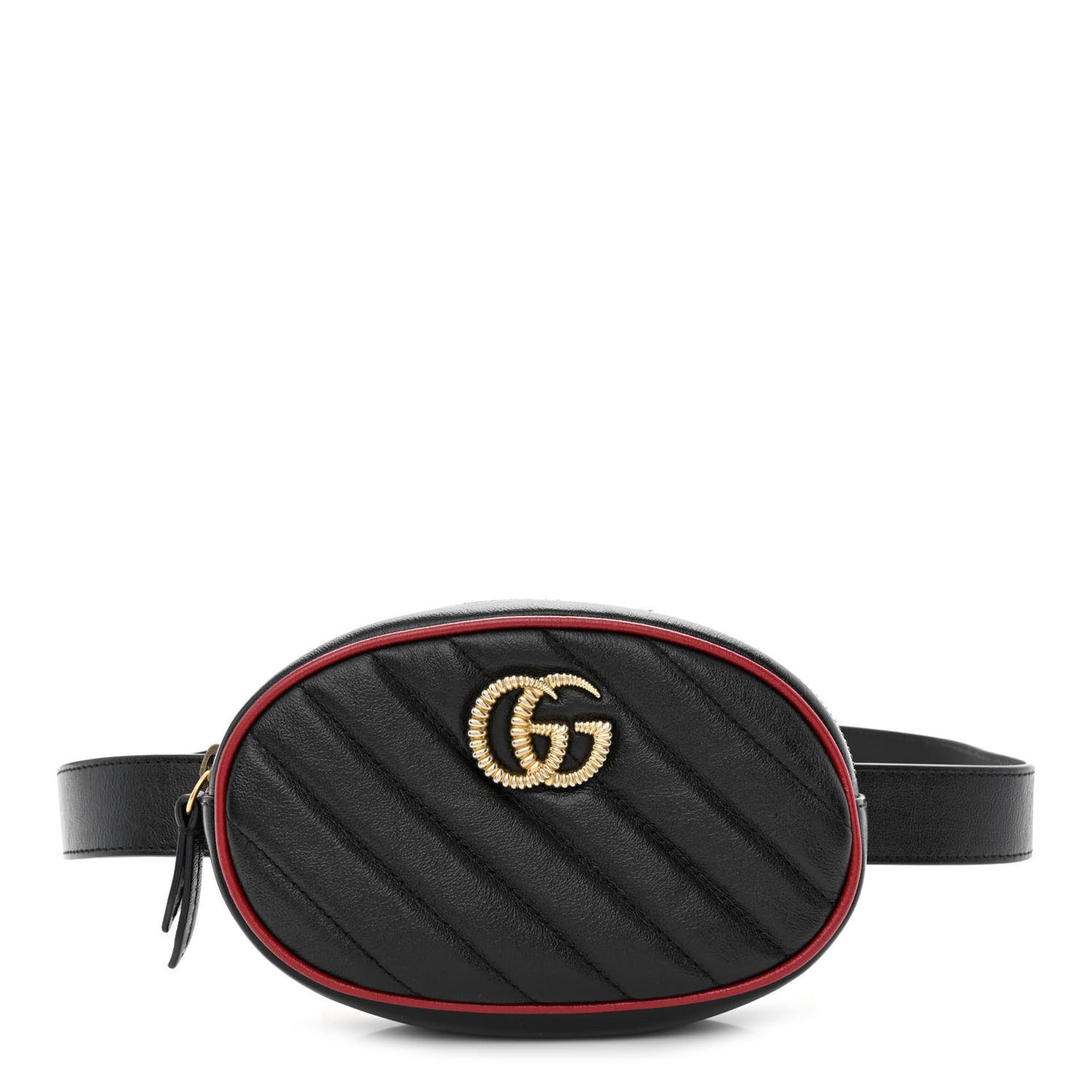 Azalea Calfskin Matelasse Diagonal Torchon GG Marmont Belt Bag 95 38 Black Romantic Cerise