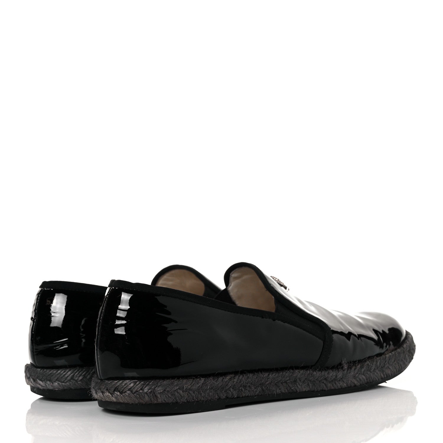 Chanel Patent Calfskin CC Mocassin Loafer Espadrilles 39 Black 4 of 9