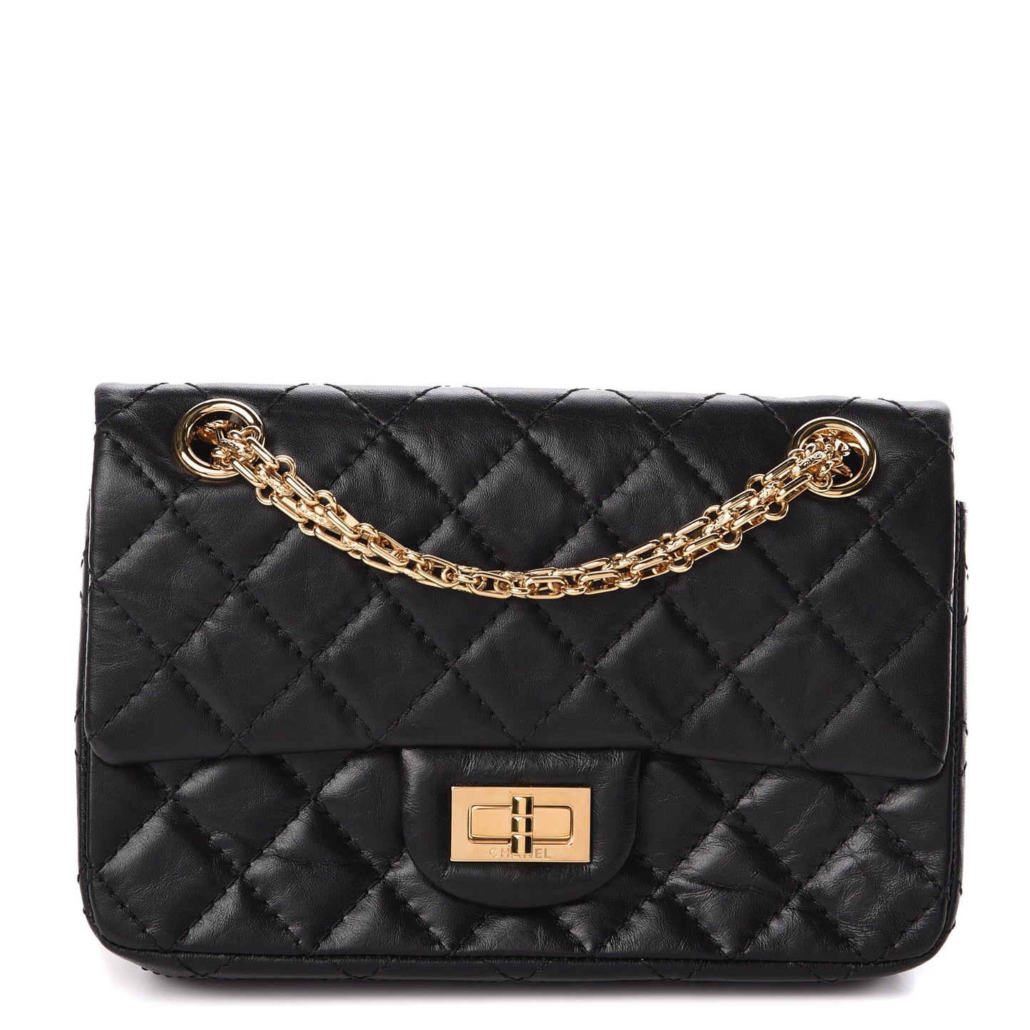 Aged Calfskin Quilted 2.55 Reissue Mini Flap Black