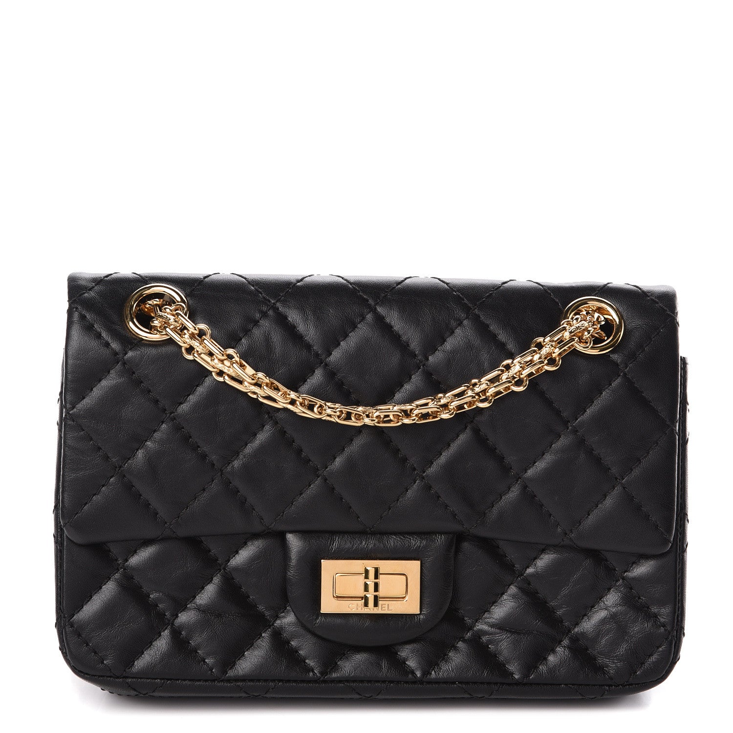 Chanel Aged Calfskin Quilted 2.55 Reissue Mini Flap Black 1 of 11