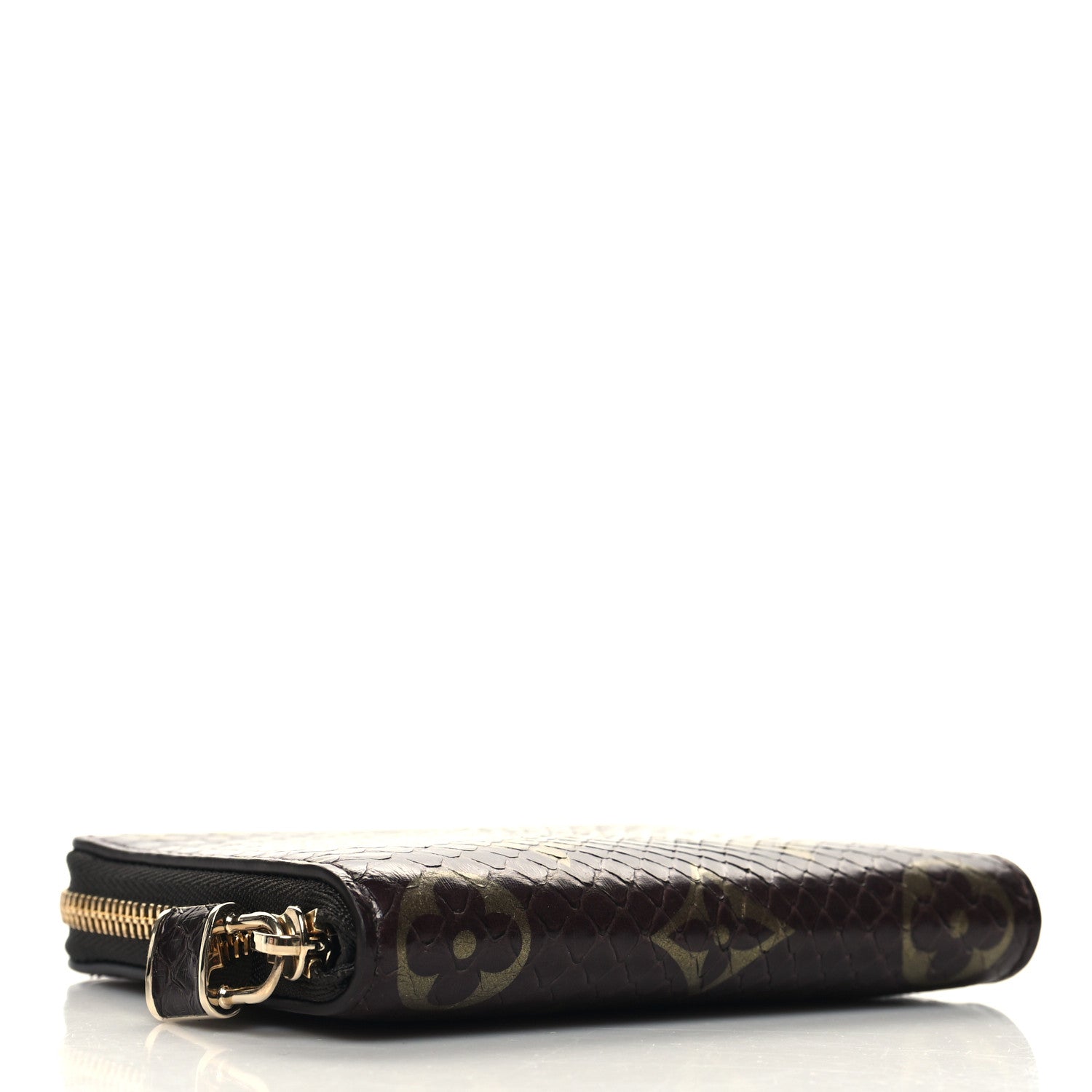 Louis Vuitton Snakeskin Monogram Zippy Padlock Coin Purse Brown 4 of 7