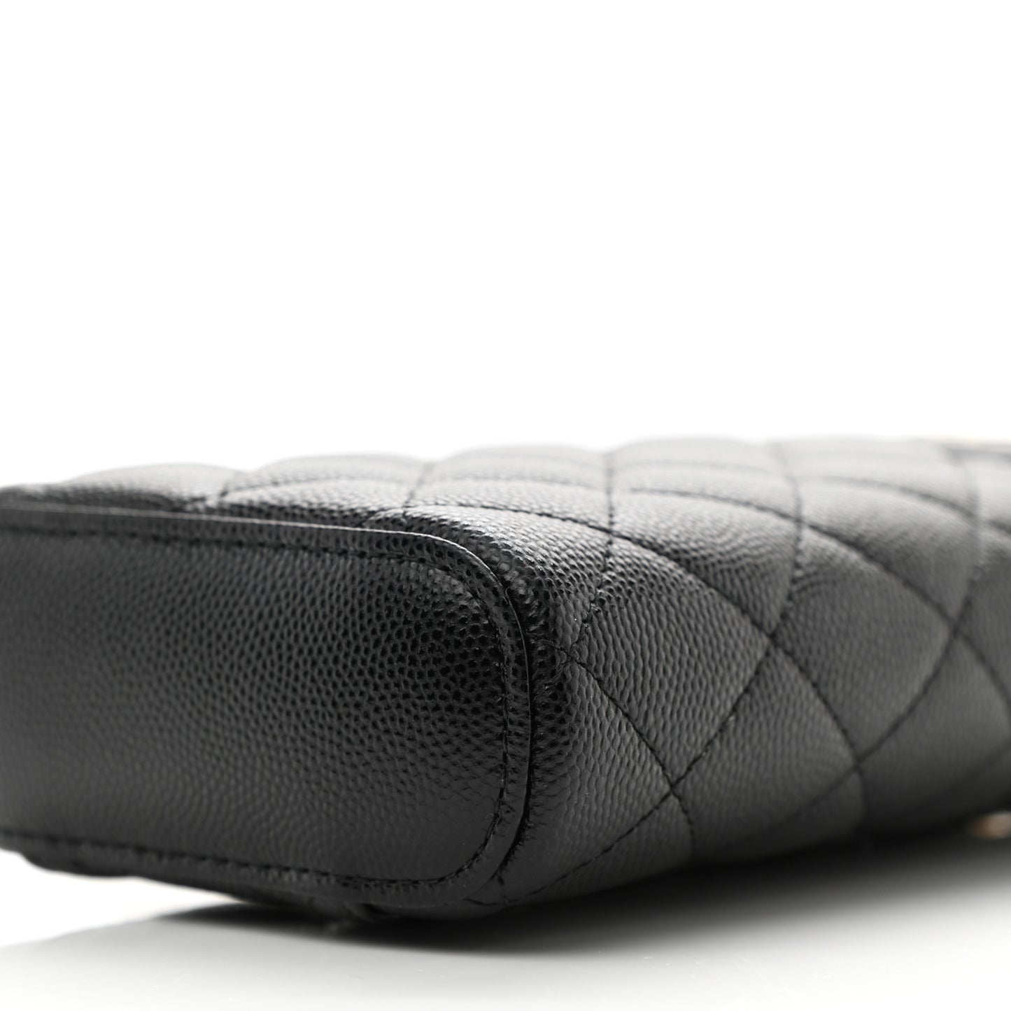 Caviar Quilted Phone Holder With Chain Black