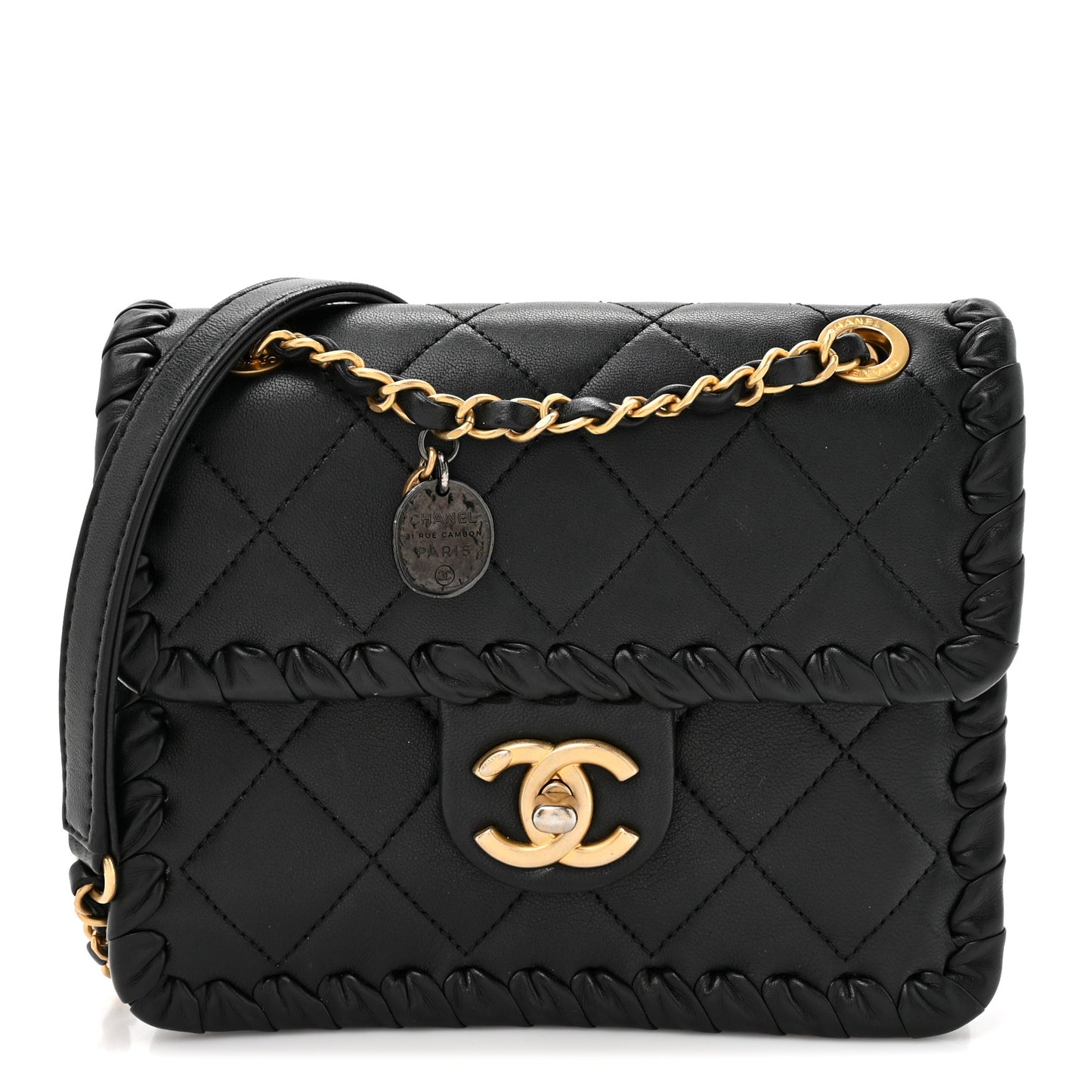 Calfskin Braided Mini My Own Frame Flap Black