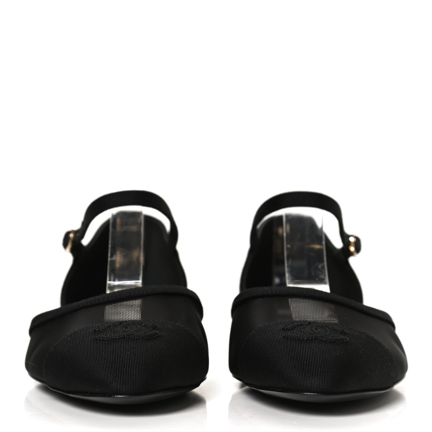 Chanel Mesh Grosgrain Cap Toe CC Flats 37 Black 2 of 12