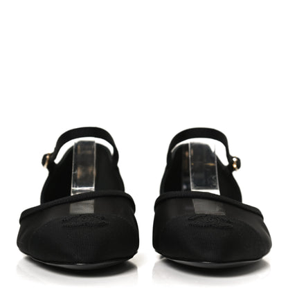 Chanel Mesh Grosgrain Cap Toe CC Flats 37 Black 2 of 12