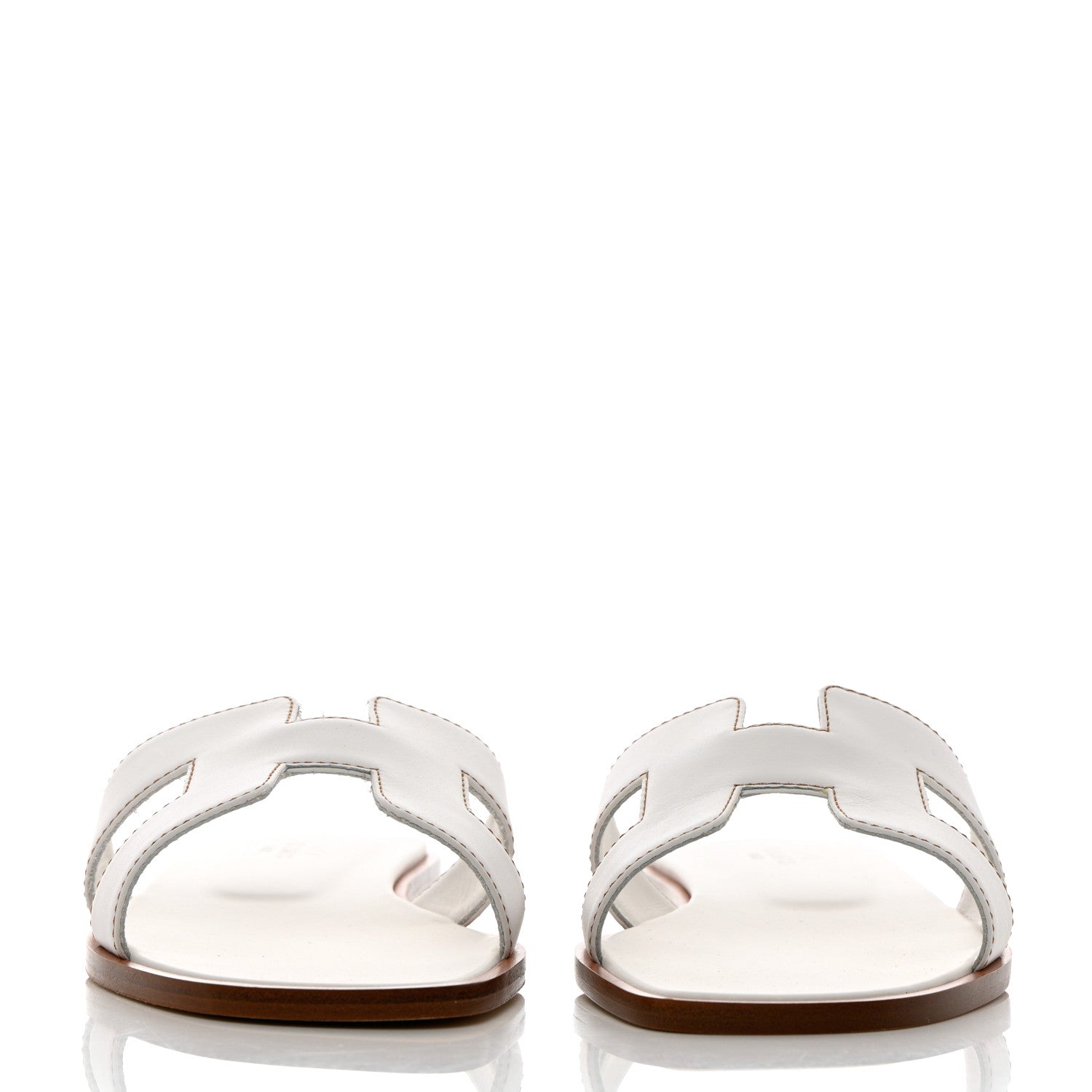 Hermes Box Calfskin Oran Sandals 37.5 White 2 of 10