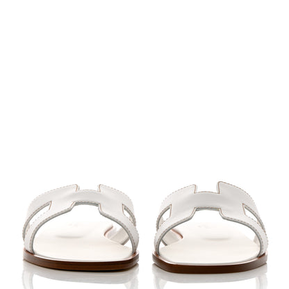 Hermes Box Calfskin Oran Sandals 37.5 White 2 of 10