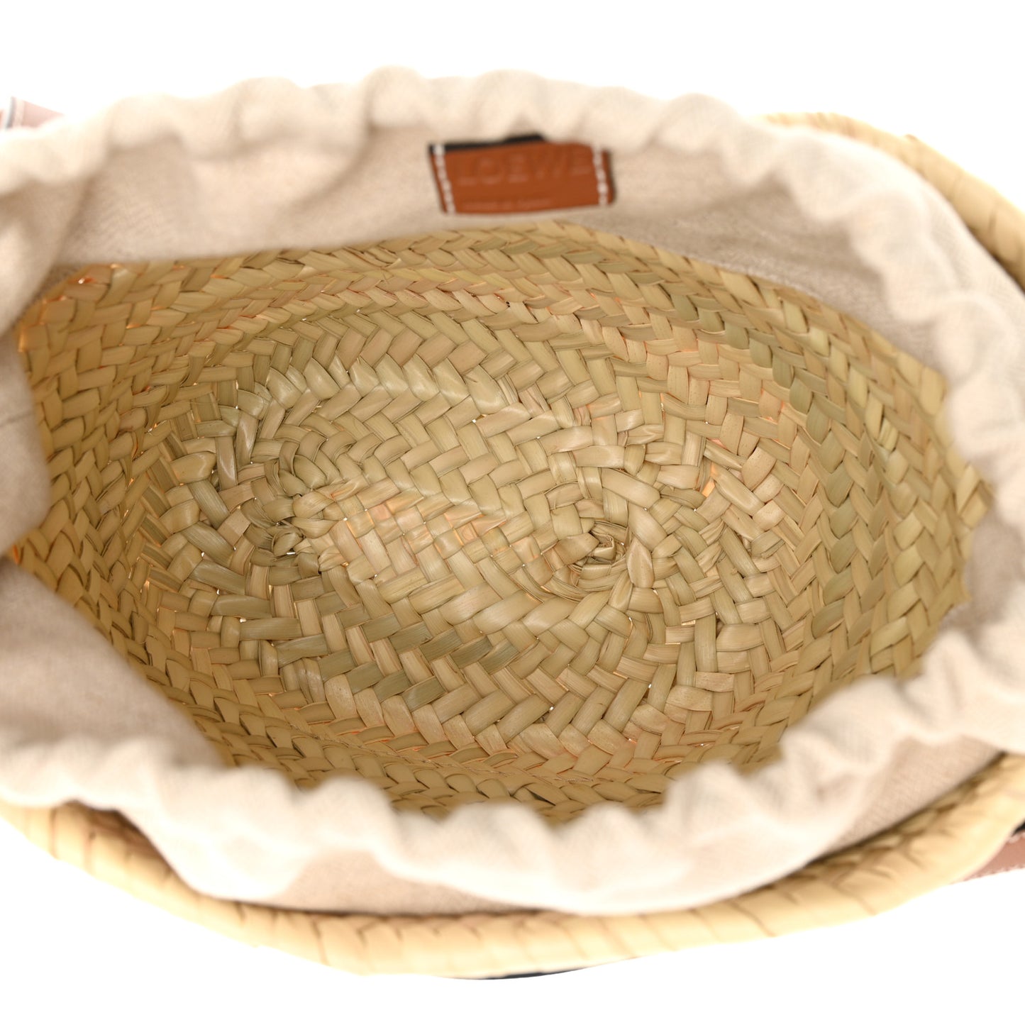 Leaf Palm Calfskin Mini Drawstring Bucket Bag Natural Tan