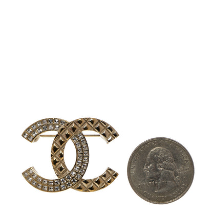 Chanel Crystal CC Brooch Gold 3 of 5