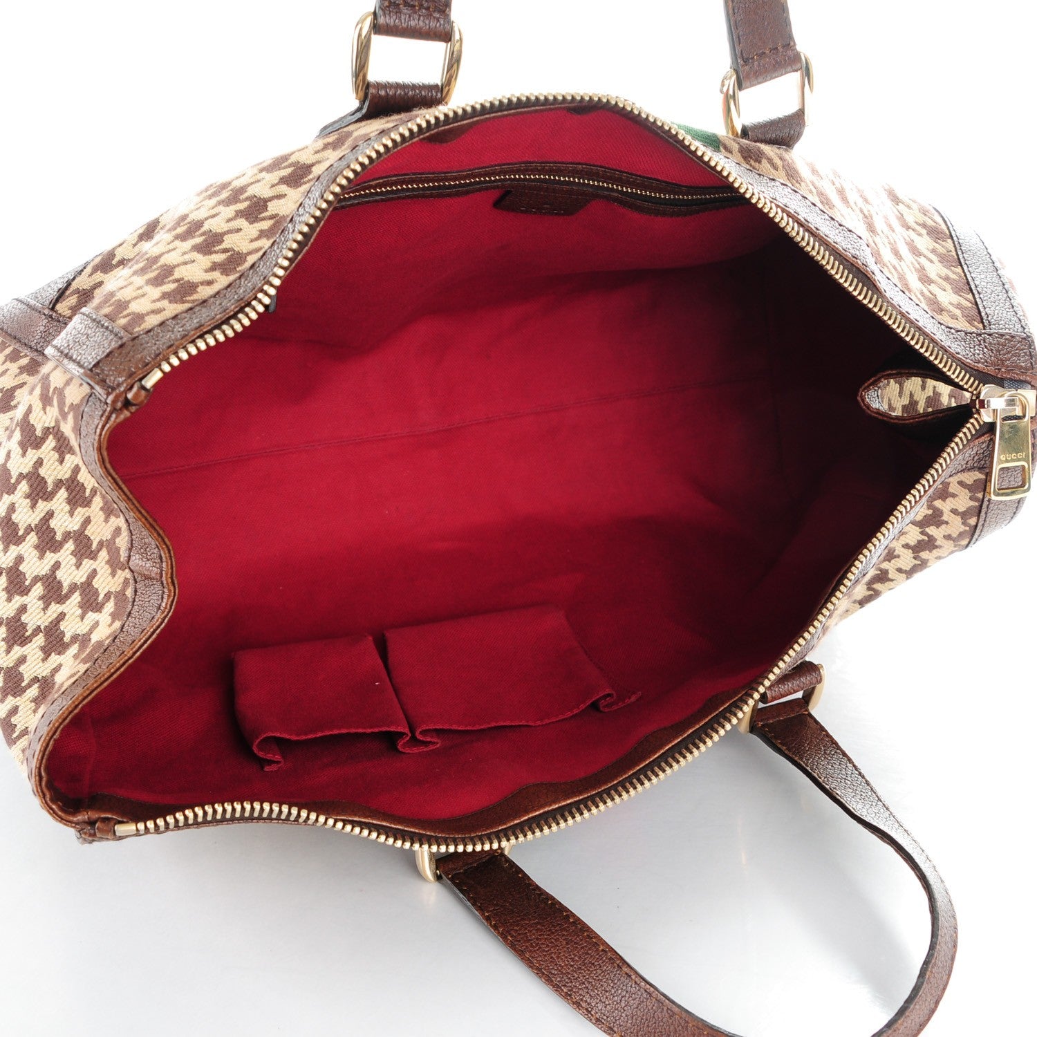 Gucci Fabric Pied De Poule Medium Seventies Web Boston Brown 5 of 9