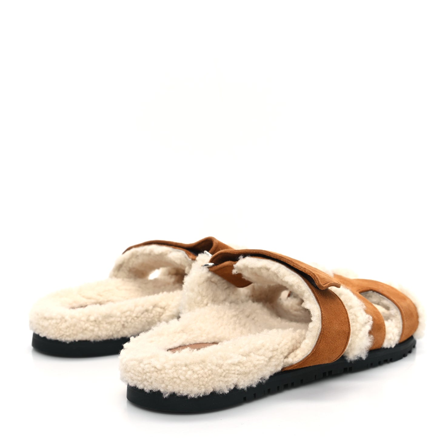 Suede Goatskin Woolskin Womens Chypre Sandals 39 Brun Fume Ecru