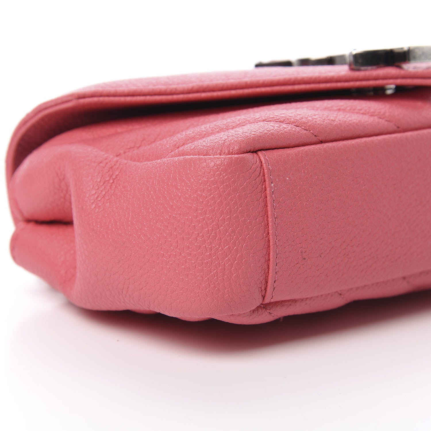 Saint Laurent Grained Calfskin Matelassé Chevron Monogram Classic Baby Chain Bag Rose Dark 9 of 14