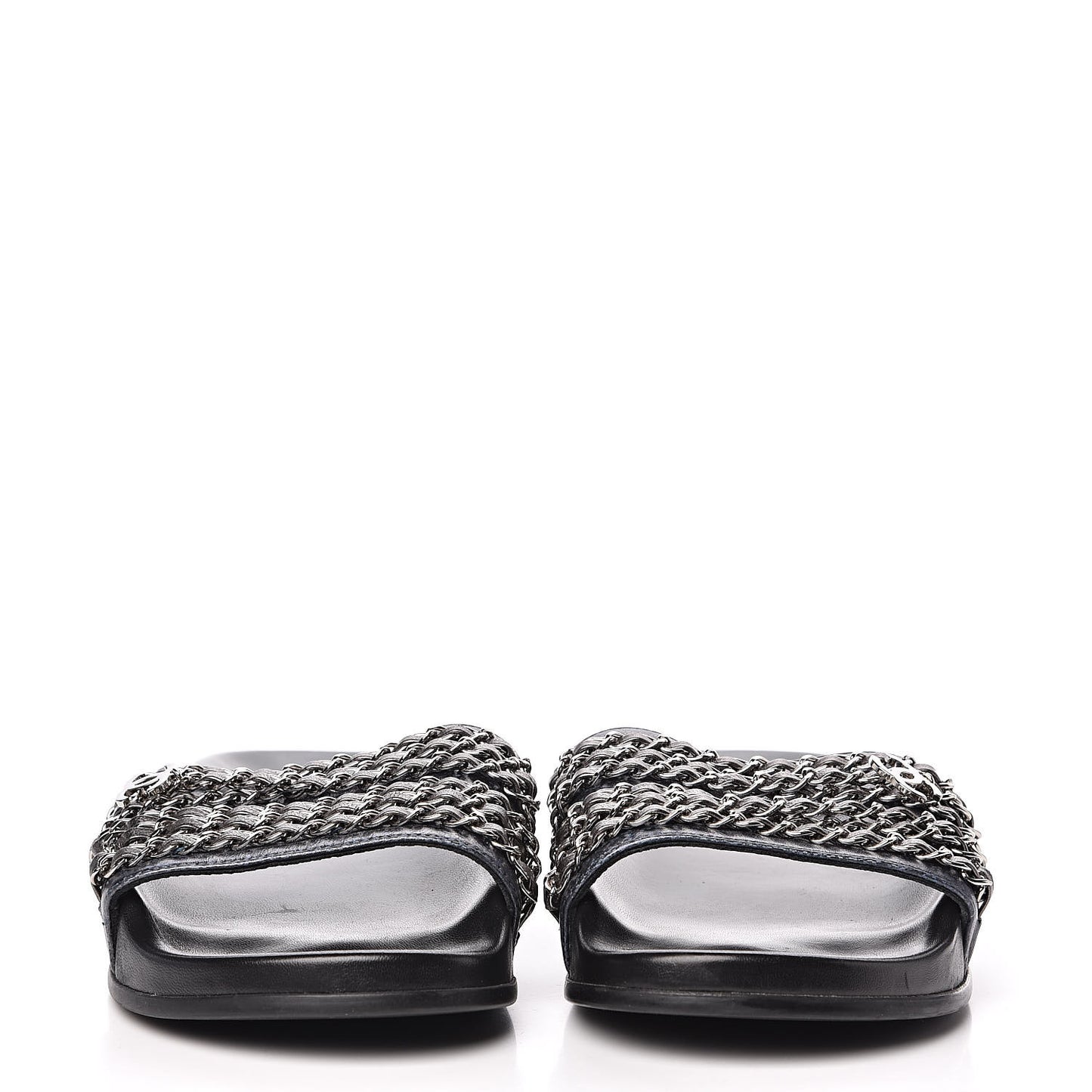 Fantasy Lambskin Chain Flat Sandals 41 Blue