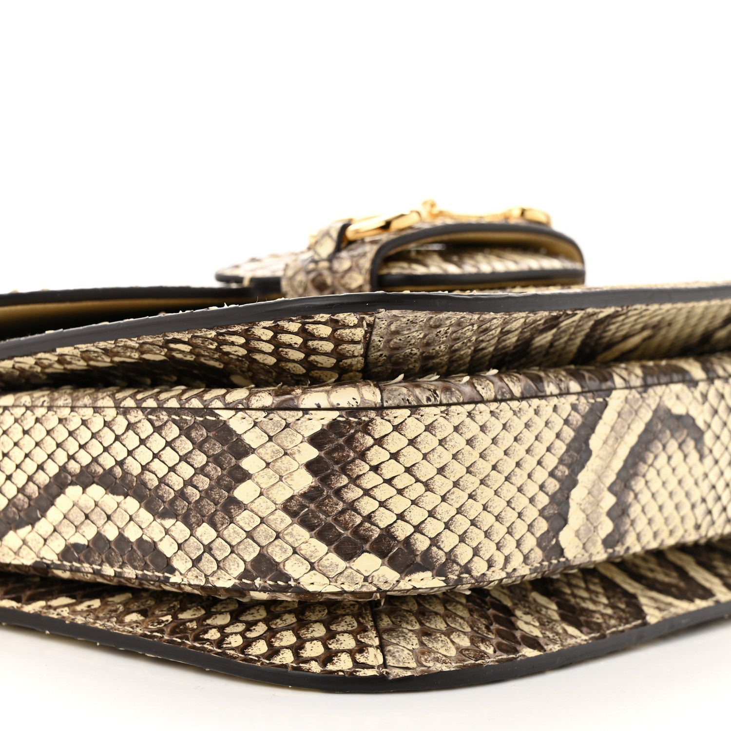 Gucci Snakeskin Horsebit 1955 Shoulder Bag Natural 9 of 12