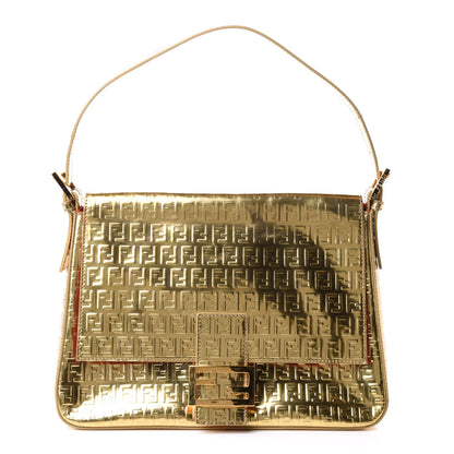 Fendi Vitello Mirror FF Embossed Mama Baguette Oro Ambrato 1 of 13